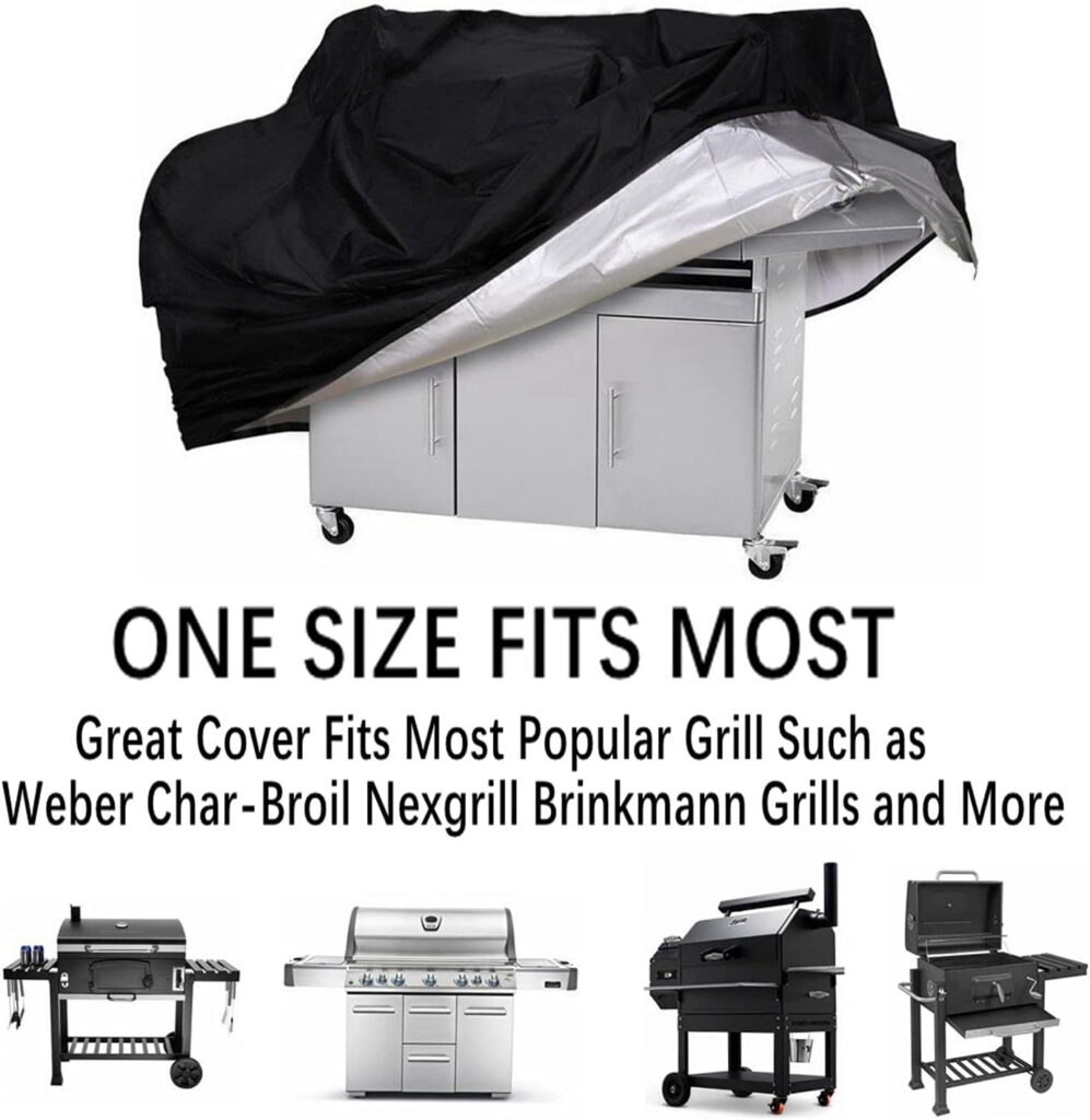 Grill Cover, Waterproof BBQ Grill Cover, 58 inch Rip-Proof and Anti-UV Barbecue Gas Grill Cover Compatible for Weber Char-Broil Nexgrill Grills and More