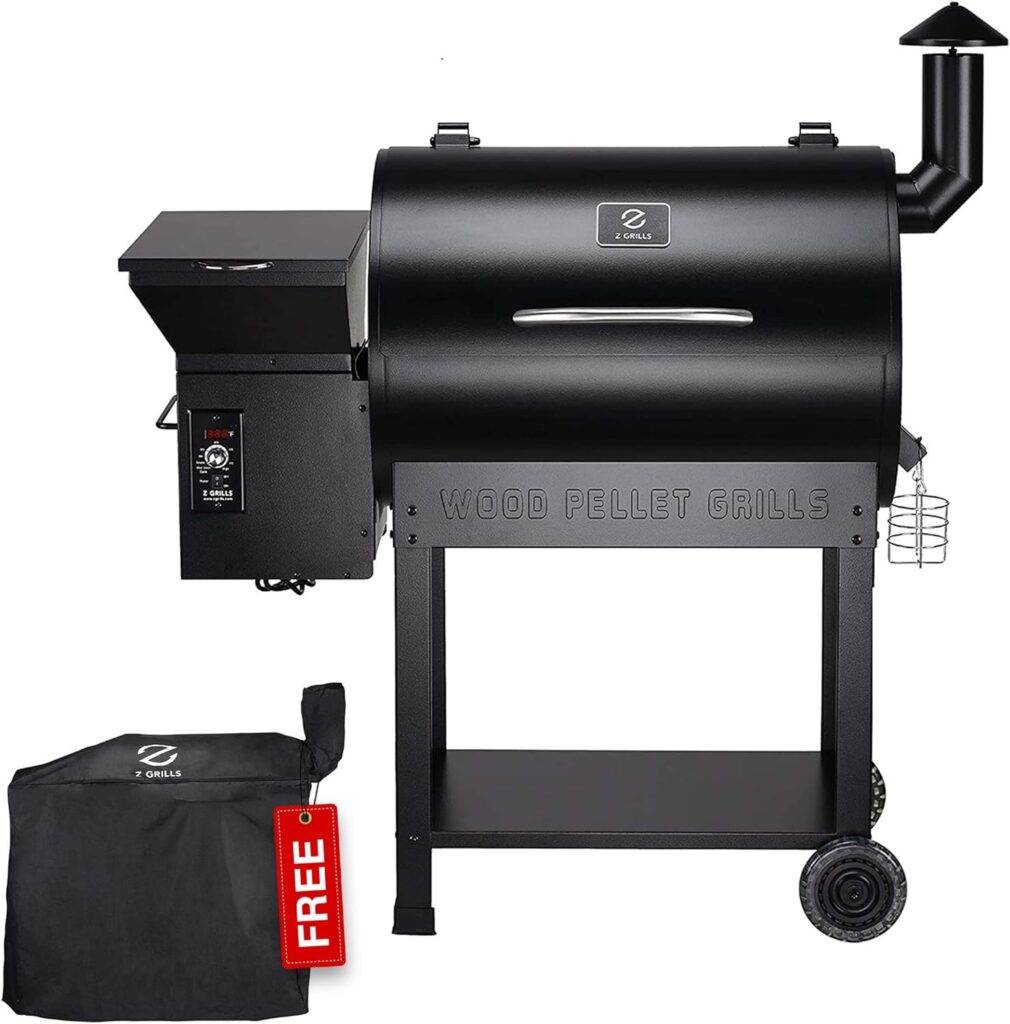 Z GRILLS ZPG-450A 2024 Upgrade Wood Pellet Grill Smoker 6 in 1 BBQ Grill Auto Temperature Control, 450 Sq in Bronze