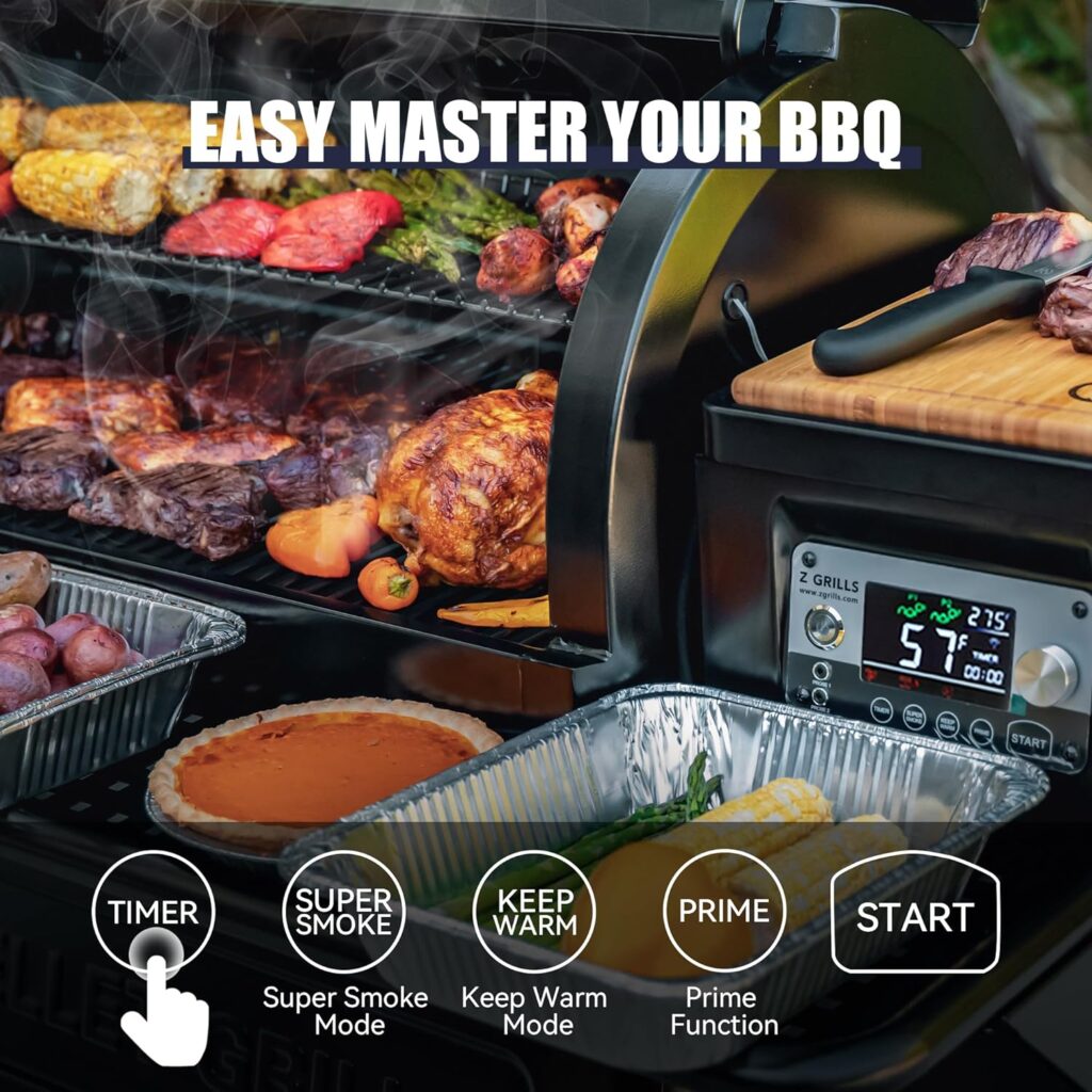 Z GRILLS ZPG-450A 2024 Upgrade Wood Pellet Grill Smoker 6 in 1 BBQ Grill Auto Temperature Control, 450 Sq in Bronze