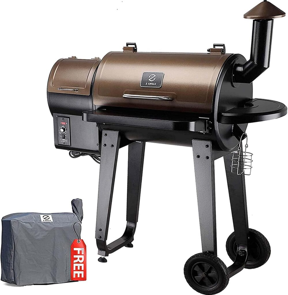 Z GRILLS ZPG-450A 2024 Upgrade Wood Pellet Grill Smoker 6 in 1 BBQ Grill Auto Temperature Control, 450 Sq in Bronze